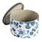 Household Essentials Cream & Blue Floral Nesting Hat Box Set with Faux Leather Lids